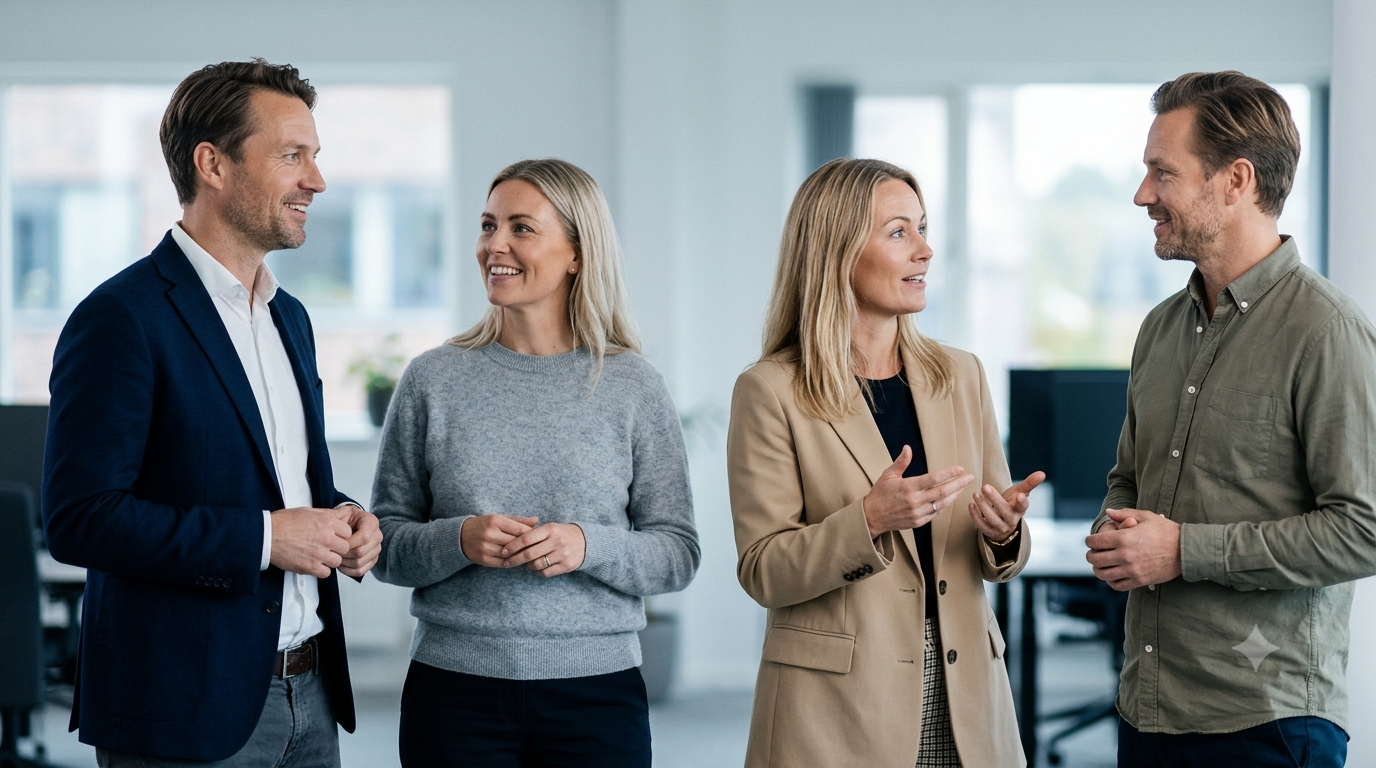 Team i dialog på kontoret